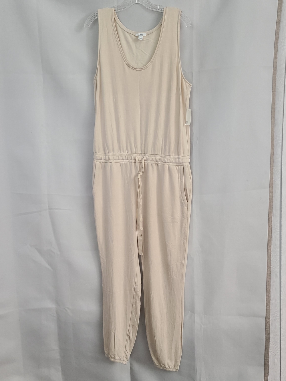 NWT Daily Ritual Sz L Ivory Cream Supersoft Terry Sleeveless Scoopneck Jumpsuit